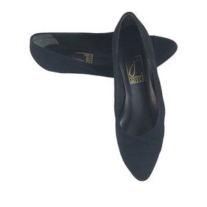 Joyce Brand Womens Shoes 0.75" Heels Black Suede 7N Slip On 7909428 Pointed Toe